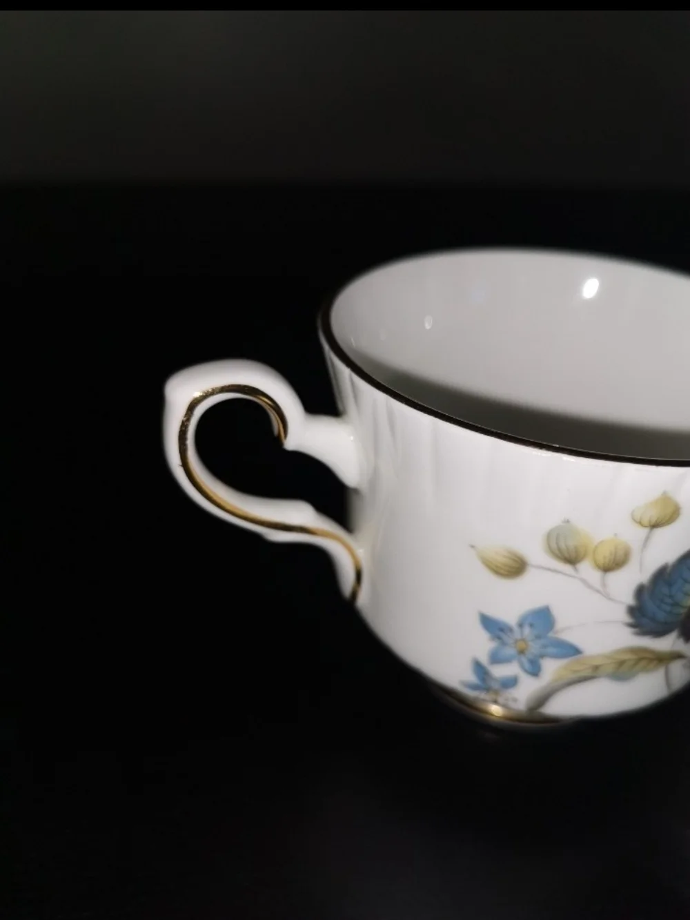 Lot of 2 - Vintage Royal Stafford Bone China Teacup with Blue Flowers EST 1845